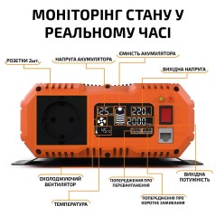 Інвертор 1800Вт/3600Вт 12-220В з чистою синусоїдою (перетворювач напруги) Fchao PSC-1800W